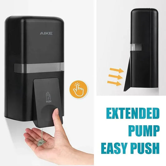 AIKE Wall Mount Liquid Soap Dispenser, 27oz Large Capacity with Extended Pump for Commercial Bathrooms,AK1008(Black) - ModernBath
