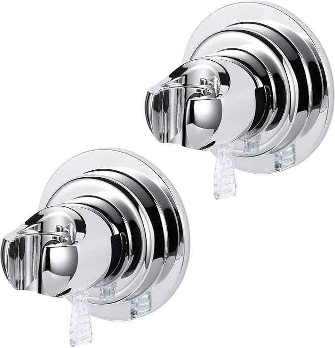 [2 Pack] Suction Cup Shower Head Holder for Elderly, Removeable Showerhead Holder for Minors, Adjustable Hand held Shower Head Holder, No Drilling Bathroom & Bathtub Wall Mount Shower Hanger - ModernBath