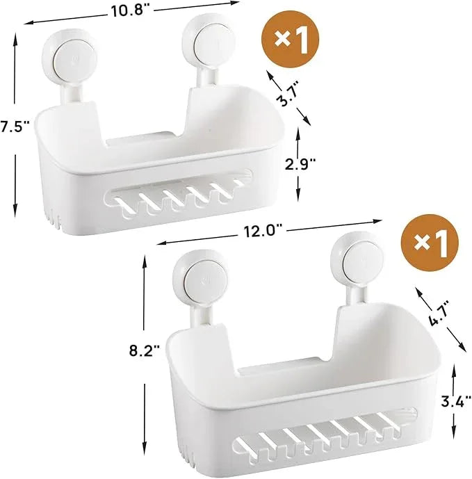 LEVERLOC Shower Caddy Suction Cup Shower Shelf Basket Suction Pack of 2 One Second Installation Removable Powerful Bathroom Organizer Max Hold 22lbs Shower Storage Plastic - ModernBath