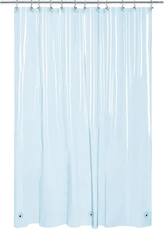 Barossa Design Extra Long Clear Blue Shower Curtain Liner with 3 Magnets - 72" x 84" XL, Waterproof PEVA Lightweight Shower Liner for Bathroom, PVC Free, Metal Grommets - Clear Blue, 72x84 - ModernBath