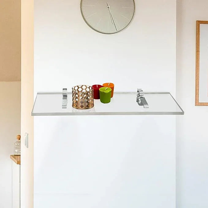 Clear Acrylic Shelves 6" W x 16.5 L, 3/4" Thick Wall Mounted Transparent Acrylic Shelves for Bedroom, Living Room, Bathroom, Kitchen -‎ Chrome Brackets, Pack of 2 - ModernBath