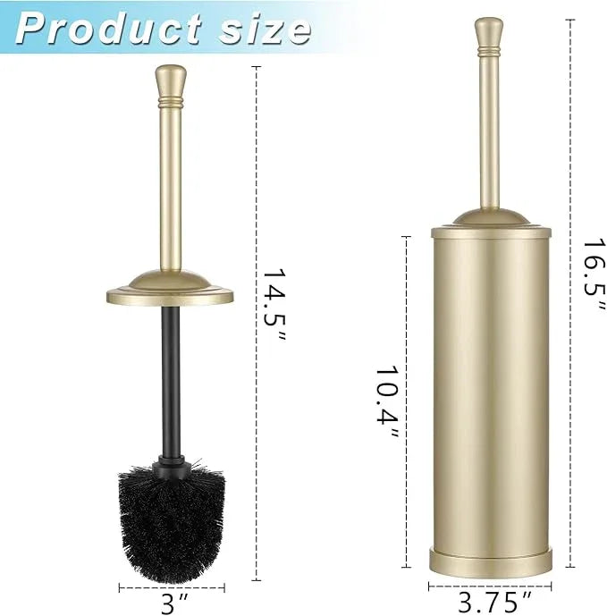 Gold Toilet Brush and Holder Set,304 Stainless Steel Toilet Bowl Brush and Holder for Bathroom,Heavy Duty Toilet Brush,Durable Scrubbing Bristles,Splash Resistant,Long Hanlde - ModernBath