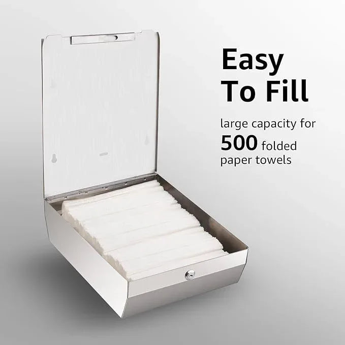 Paper Towel Dispenser Wall Mount - Multifold Trifold Paper Towel Dispensers, Large Capacity Stainless Steel Tissue Holder, Suitable for Bathrooms and Public Places - ModernBath