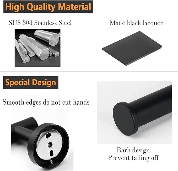 2-Piece Toilet Paper Holder - SUS 304 Stainless Steel Toilet Paper Holder Wall Mount, Toilet Paper Roll Holder for Bathroom, Kitchen, Washroom - Matte Black - ModernBath
