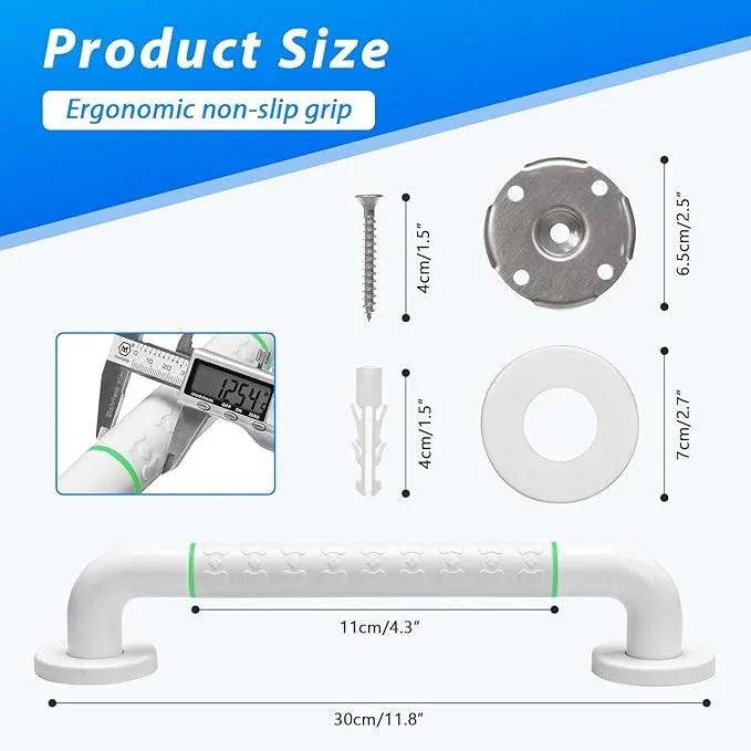 2 Pack 16 Inch White Shower Grab Bar,Bath Grab Rails with Anti-Slip Grip and Safety Luminous Circles,Stainless Steel Bath Handle Bathroom Grab Bar for Seniors, Elderly, Handicap - ModernBath