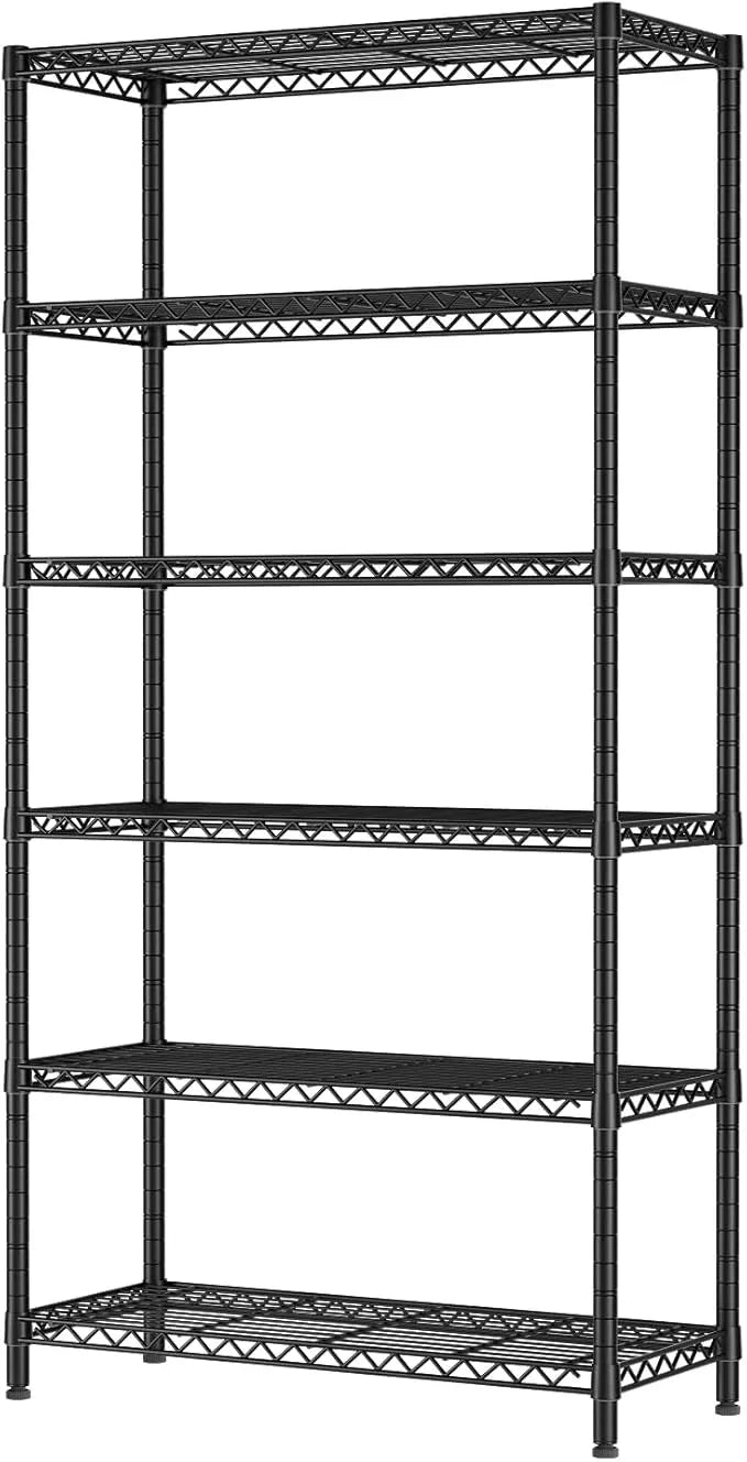 SINGAYE 6 Tier Shelf Organizer Storage Metal Shelves Garage Wire Shelving Unit Pantry Rack Shelves Bathroom Organizers and Shelf Closet Metal Kitchen 36" Dx14 Wx72 H Black - ModernBath