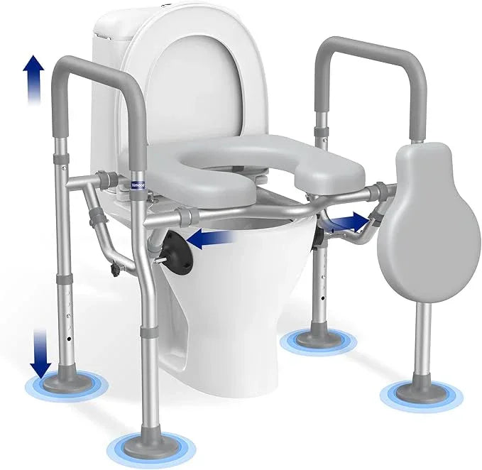 T1 Toilet Seat Riser for Seniors, Raised Toilet Seat with Handles with Adjustable Height Width, 400lb Elevated Commode Chair with Side Clamps, Handicap Toilet Seat for Elderly - ModernBath