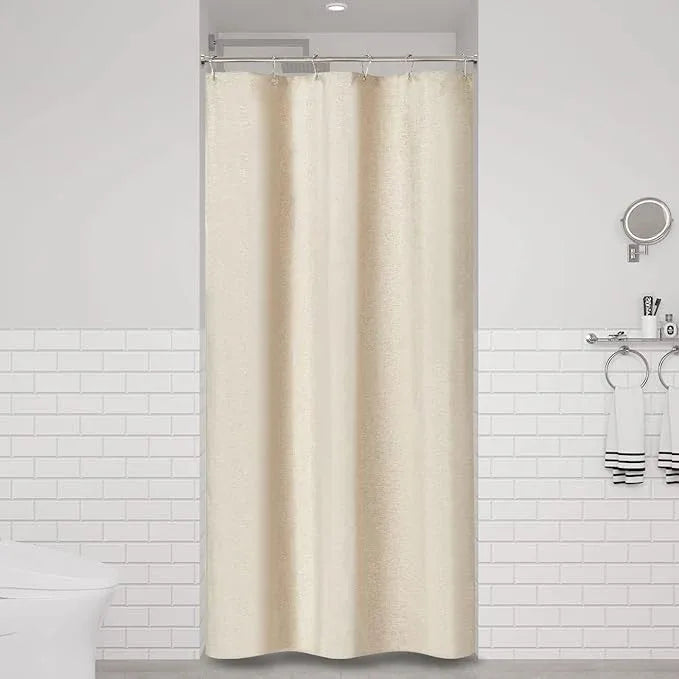 BTTN Stall Fabric Shower Curtain, 36 Inch Linen Textured Heavy Duty Small Cloth Shower Curtain Set with 6 Plastic Hooks, Narrow Hotel Luxury Weighted Shower Curtains for Bathroom(36"x72", Beige/Cream) - ModernBath