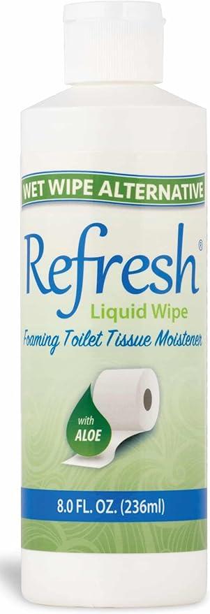 Refresh Liquid Wipe Toilet Paper Foam – Eco-Friendly Flushable Wet Wipe Alternative, Cleanses & Soothes with Witch Hazel & Aloe, Septic & Plumbing Safe 8 oz Dispenser Refill (1 Pack) - ModernBath