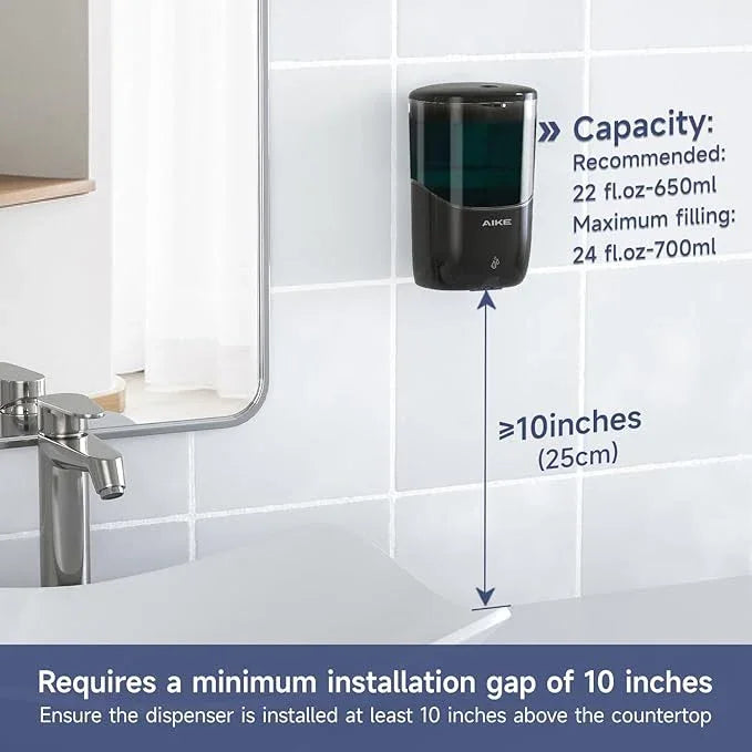 AIKE Liquid Automatic Wall Mount Soap Dispenser,Battery Operated Model AK1216,Black - ModernBath