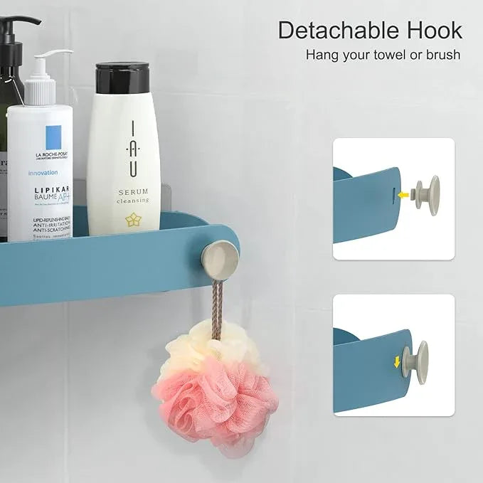 Sotfamily Shower Caddy Corner, 2 Pack Adhesive Corner Shower Shelves for Bathroom Organizers and Storage, Rust Free Plastic Rack for Bathroom Accessories & Decor, Light Blue - ModernBath