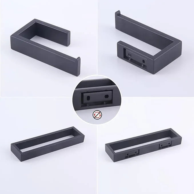 GERZWY Bathroom Accessory 2-Piece Set SUS 304 Stainless Steel Toilet Paper Holder Towel Ring Wall Mount, Matte Black HG1708-2BK - ModernBath