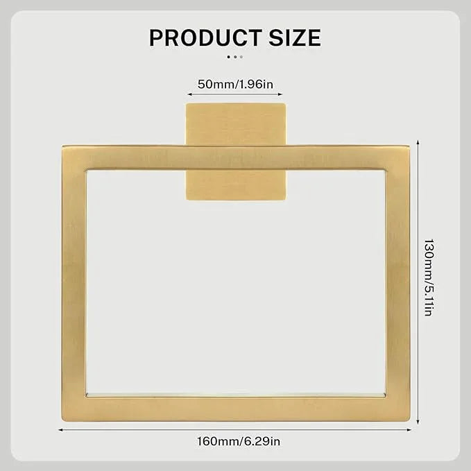 Brushed Gold Towel Ring,Square Hand Towel Holder,Towel Hanger, Bathroom Hardware Accessories,Stainless Steel Wall-Mounted Towel Rack - ModernBath