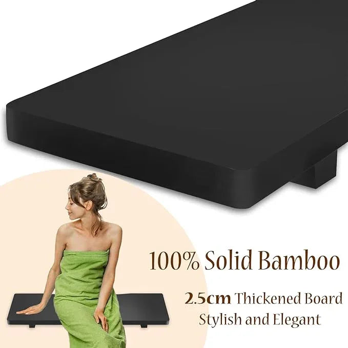 Stylish Black Bamboo Bathtub Tray Caddy with Adjustable Legs, Minimalistic Design Bath Tray for Tub, Bathtub Accessories, Fit Standard and Against Wall Bath Tubs, Gift Idea for Women - ModernBath