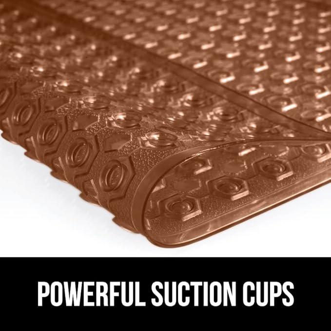 GORILLA GRIP Patented Square Shower Stall Mat, Small Bathtub Floor Mats for Stand Up Showers with Suction Cups and Drainage Holes, Machine Wash, Soft on Feet, Bathroom Accessories 21x21 Inch, Brown - ModernBath
