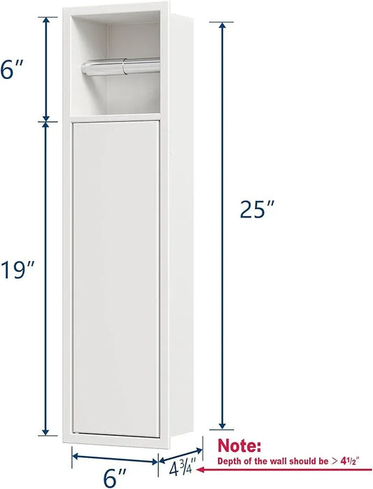 Neodrain Recessed Toilet Paper Holder, in Wall Toilet Paper Holder, 304 Stainless Steel Tissue Paper Holder with Dispense and Storage for Bathroom, White - ModernBath