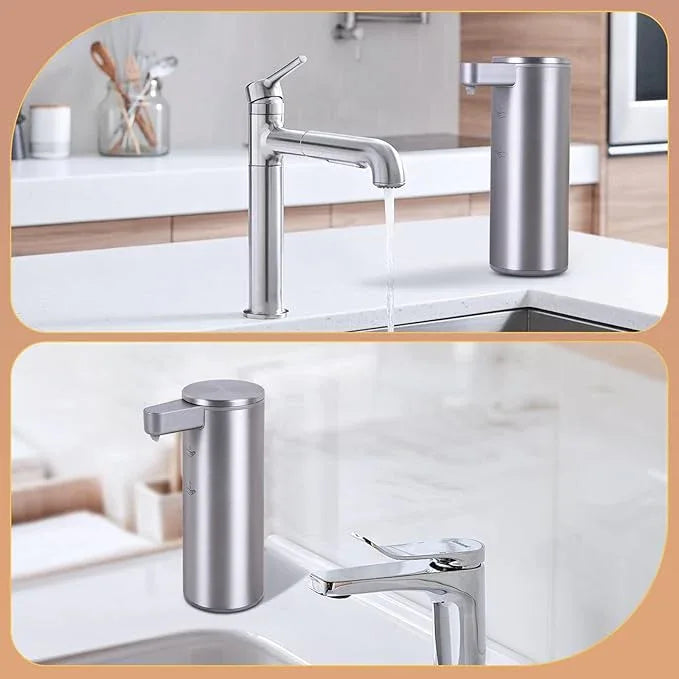 Automatic Soap Dispenser Stainless Steel with Sensor Infrared Soap Dispenser Electric IPX5 Waterproof USB-C Charging Motion Sensor for Kitchen & Bathroom, 9oz (Silver) - ModernBath