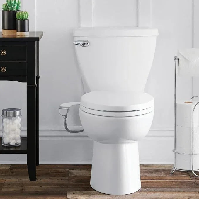 Brondell Bidet Attachment for Toilet SS-250 SimpleSpa Fresh Water Spray with Adjustable Water Pressure Side Arm Control, Slim Bidet Sprayer, Silver Knob (Dual Nozzle) - ModernBath