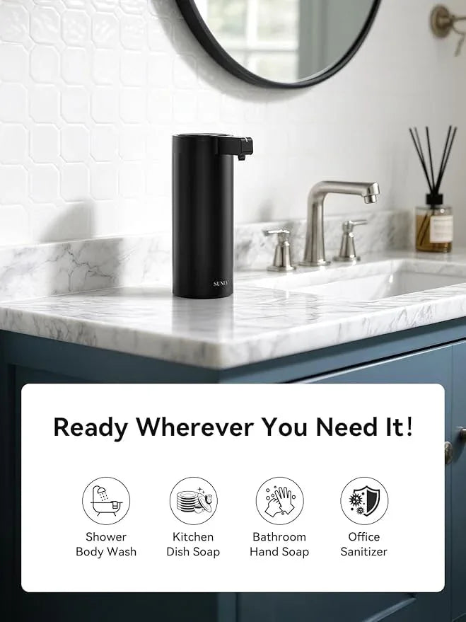 SUNLY Touchless Automatic Soap Dispenser – Clog-Free Pump, 0.2s Fast Sensor, USB-C Rechargeable, Smudge-Resistant Stainless Steel, for Kitchen & Bathroom Soap Dispenser, Black - ModernBath