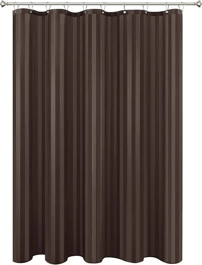 Biscaynebay Fabric Shower Curtain or Liner 72" by 72", Brown Water Repellent Damask Stripes Bathroom Curtains Machine Washable - ModernBath