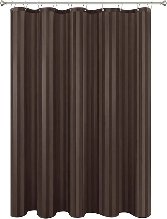 Biscaynebay Fabric Shower Curtain or Liner 72" by 72", Brown Water Repellent Damask Stripes Bathroom Curtains Machine Washable - ModernBath