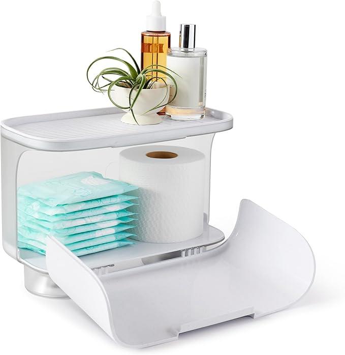 YouCopia Hideaway Toilet Cabinet, Over The Toilet Bathroom Organizer for Paper Rolls, Wipes and Accessories - ModernBath