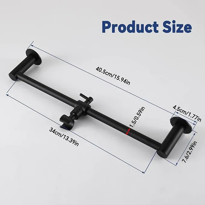Shower Slide Bar Adjustable Handheld Shower Head Holder Wall Mount - 15inch All-Metal Shower Head Slide Bar Compatible with Bathroom Drill Free Glue Installation - Black - ModernBath