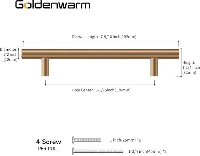 goldenwarm 15 Pack Champagne Bronze Cabinet Pulls Gold Cabinet Handles 5 inch(128mm) Champagne Drawer Pulls Brushed Bronze Drawer Handles Kitchen Bathroom Bedroom Dresser Furniture Hardware - ModernBath