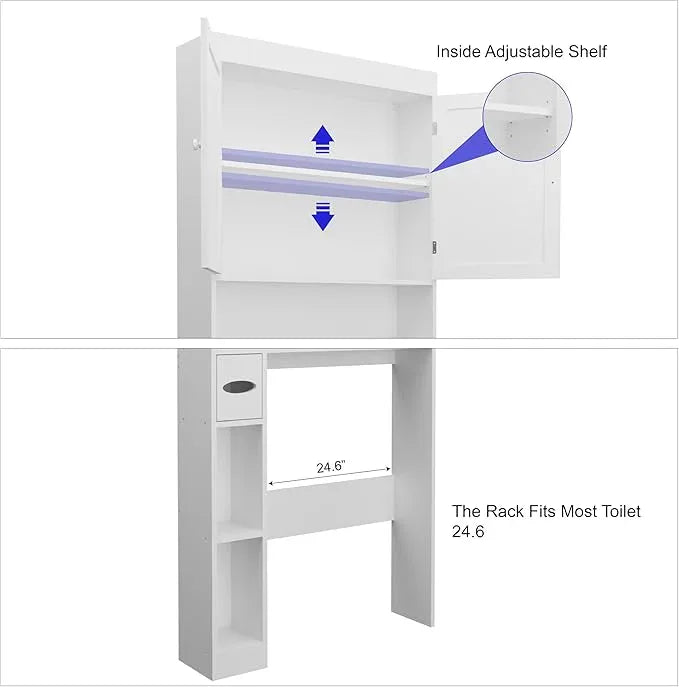 Over-The-Toilet Storage Cabinet with 2 Doors，Home Space-Saving Toilet Rack, Farmhouse Style for Bathroom, Restroom, Laundry - ModernBath