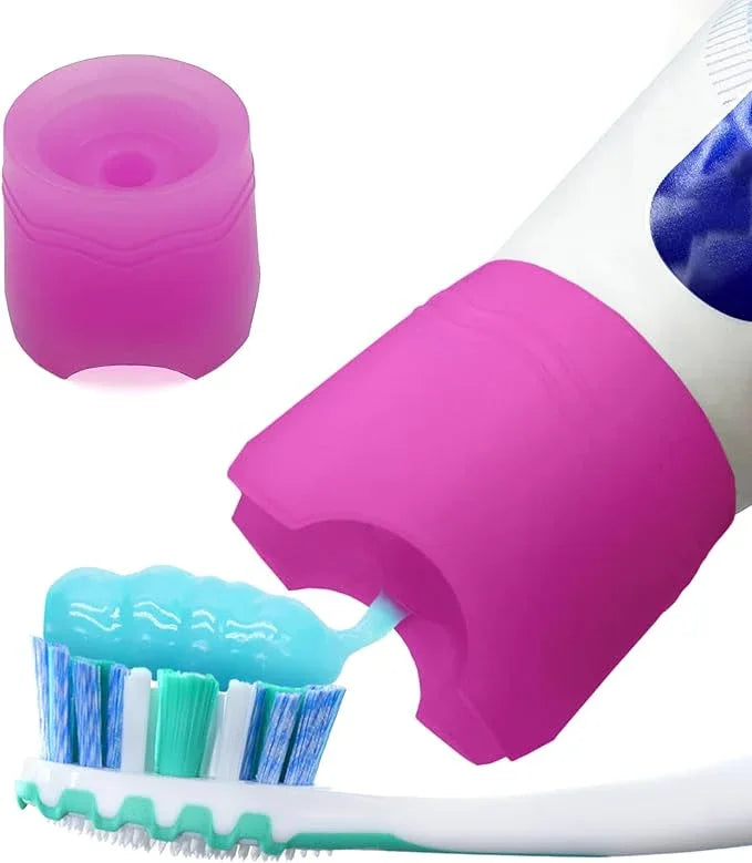 Chrome Cherry SqueezMe Self-Closing Toothpaste Caps, Silicone Lid for Kids & Adults, No Mess Toothpaste Dispenser, Self-Standing Easy Squeezer Cap, Bathroom Accessory, Self-Standing Pink, Pack of 1 - ModernBath