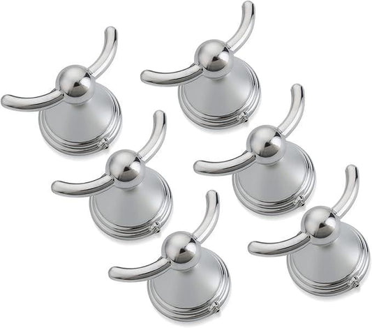 FILTA Bathroom Towel Hooks, Polished Chrome Robe & Towel Hooks for Wall Mounted, Traditional Towel and Robe Hooks for Hanging Towels, Bath Towel Holder for Shower(6 Pack) - ModernBath