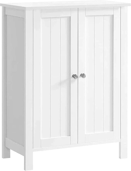 VASAGLE Floor Storage Cabinet, Freestanding Storage Unit with 2 Adjustable Shelves, for Bathroom Living Room Dining Kitchen, 11.8 x 23.6 x 31.5 Inches, White UBCB60W - ModernBath