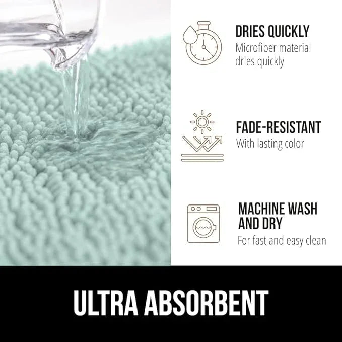 GORILLA GRIP Bathroom Rug Sets, Soft Chenille 2 Piece Area Rugs Set, Toilet Base Mat and 30x20 Carpet, Absorbent Microfiber Washable Mats Dry Quickly, Home Décor and Bath Room Accessories, Seablue - ModernBath