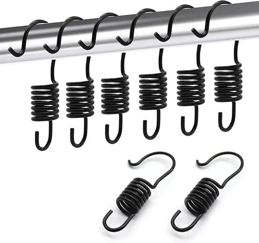 12 PCS Set of Shower Curtain Hooks, Spiral Hard Spring Shower Curtain Rings, Decorative Silver Shower Curtain Hook Rings, Rust Proof Shower Curtain Rings, Shower Curtain Hooks, Black - ModernBath