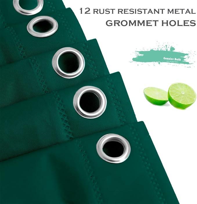 Eazzier Bath Dark Green Plastic Shower Curtain Or Liner, 72x72 Inch Lightweight Plastic Bathroom Shower Showroom Inner Curtain with Rustproof Metal Grommet Holes and Weighted Magnets - ModernBath