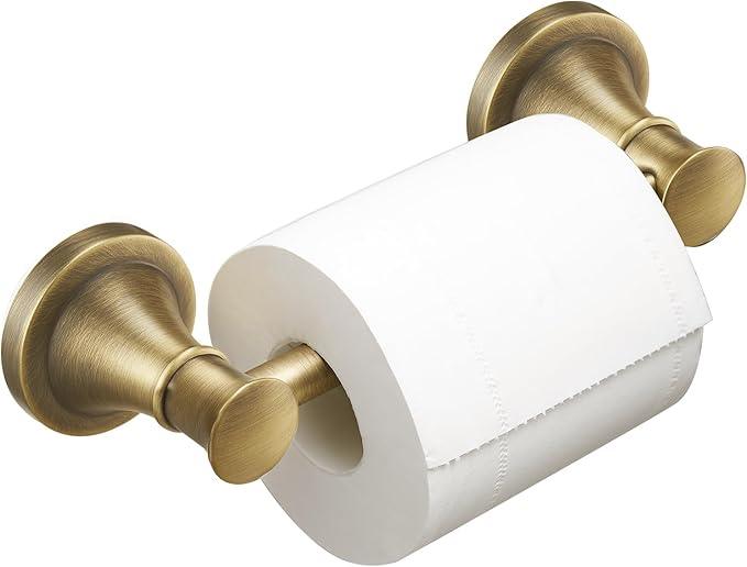 BESy Wall Mounted Toilet Paper Roll Holder Rustproof Tissue Paper Holder Bathroom Flexible Pivoting Handle Toilet Tissue Roll Holder, Antique Brass, Stainless Steel - ModernBath
