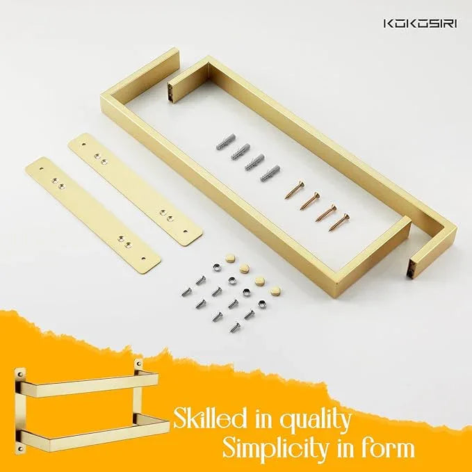 KOKOSIRI 16'' Towel Bars Bathroom 2-Tiers Ladder Brushed Gold Towel Rails Towel Holders Wall Mounted Towels Shelves Rack Stainless Steel, B5008BG-L16 - ModernBath