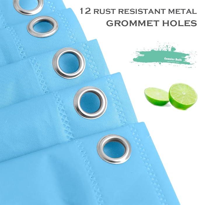 Eazzier Bath Baby Blue Plastic Shower Curtain Or Liner, 72x72 Inch Lightweight Cream Blue Plastic Bathroom Shower Showroom Inner Curtain with Rustproof Metal Grommet Holes and Weighted Magnets - ModernBath