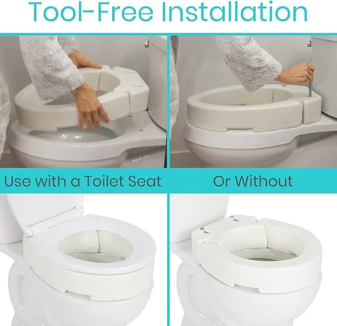 Vive Raised Toilet Seat (Standard, Adds 3.5 Inches) - Elevated Toilet Seat Riser & Extender for Seniors & Handicap - High Rise Toilet Extension for Elderly - Portable Commode Toilet Booster for Adults - ModernBath