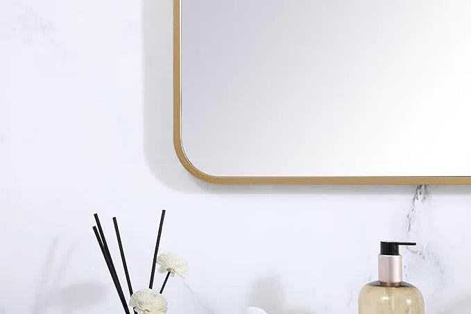 ARS Concepts Aura, Soft Corner Metal Rectangular Mirror 30X48 Inch in, Modern, Brass - ModernBath