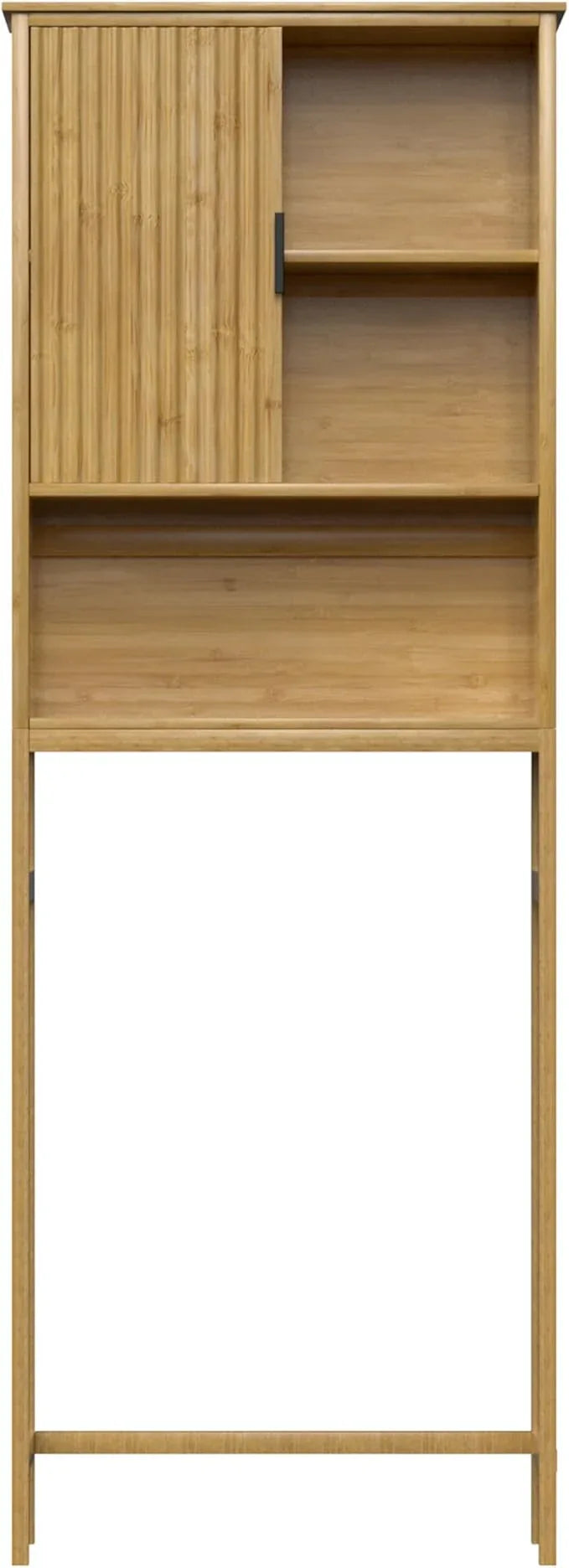MUPATER 66.9” Bamboo Over The Toilet Storage Cabinet, Bathroom Space Saver, Bathroom Freestanding Over The Toilet with Open Storage, Natural - ModernBath