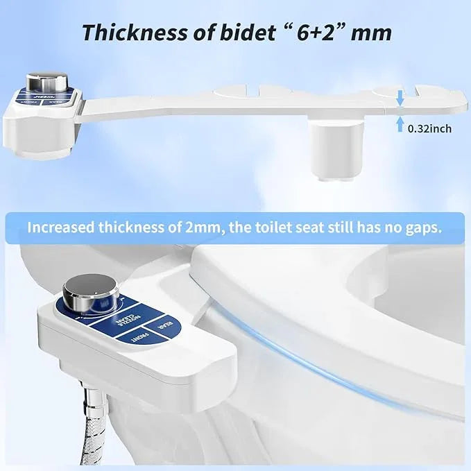 SAMODRA Non-Electric Bidet - Self Cleaning Dual Nozzle (Frontal and Rear Wash) Fresh Water Bidet Toilet Seat Attachment with Independent Adjustable Water Pressure (Ocean Blue) - ModernBath