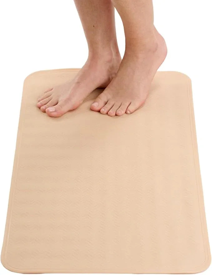 ENKOSI Bath Mat for Bathtub and Shower Floors - Non Slip Shower Mat – Anti Slip Tub tub Mat with Strong Suction Cup Grip – Soft, Beige Bathroom Mat for Inside Baths and Showers (28x16 Beige) - ModernBath