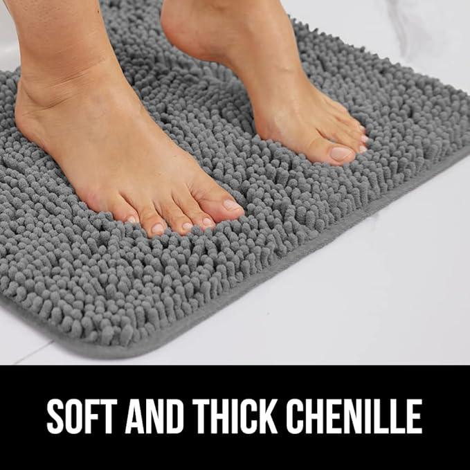 GORILLA GRIP Bathroom Rug Sets, Soft Chenille 2 Piece Area Rugs Set, Toilet Base Mat and 30x20 Carpet, Absorbent Microfiber Washable Mats Dry Quickly, Home Décor and Bath Room Accessories, Grey - ModernBath