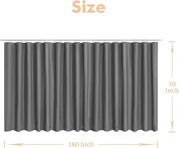 Mrs Awesome Grey Clawfoot Tub Shower Curtain or Liner with 12 Magnets - Free 36 Hooks Included, Waterproof PEVA, 180" x 70", Dark Gray - ModernBath