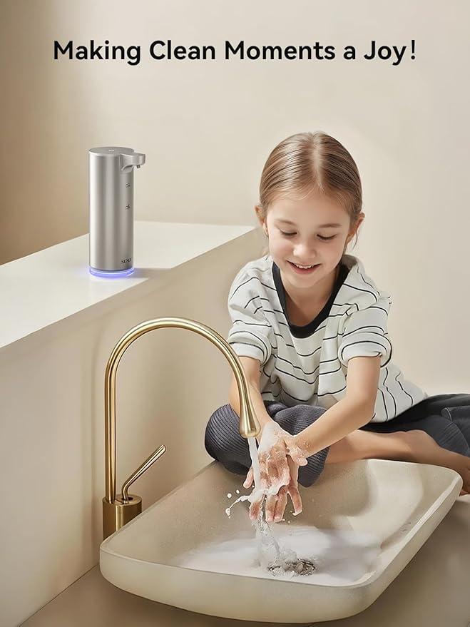 SUNLY Automatic Foam Soap Dispenser, 0.2s Fast Sensor, USB-C Rechargeable, Smudge-Resistant Stainless Steel, Touchless Liquid & Foaming Soap Dispenser for Bathroom, Kitchen, Hotel, Silver - ModernBath