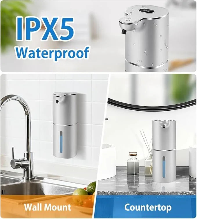 Automatic Foaming Soap Dispenser with Digital Display, 6-Level Foam Adjustable, Rechargeable, 12.8oz/ 380ml Wall Mounted Touchless Hands Free Auto Dispenser for Kitchen, Bathroom, Hotel, Restaurant - ModernBath