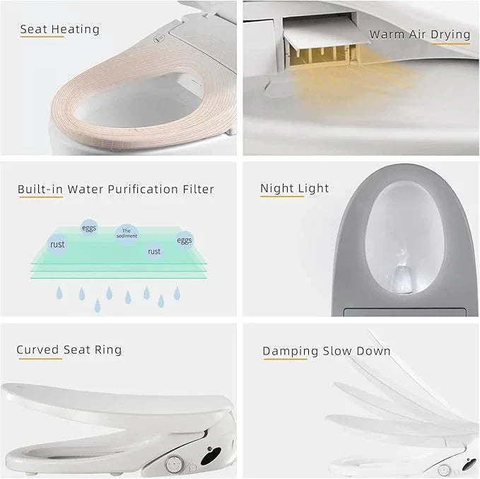 Bejoan X7 Bidet Toilet Seat, Elongated Bidet Attachment for Toilet Warm Water with Soft Close, Electric Heated Bidet Seat with Water Filtration - ModernBath