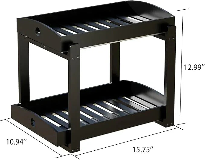 Bamboo Wood Under Sink Organizer 1 Pack, Pull Out Cabinet Organizer 2 Tier Under Sink Organizers and Storage with Sliding Drawer Sturdy Easy Assembly for Kitchen Bathroom Undersink (Black, 2 Packs) - ModernBath