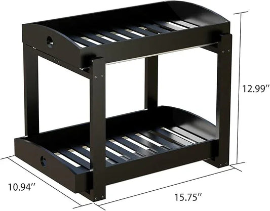 2 Pack Under Sink Organizer, Bamboo Wooden 2-Tier Pull-Out Storage with Sliding Drawers for Kitchen and Bathroom Cabinets, Easy Installation (Black) - ModernBath